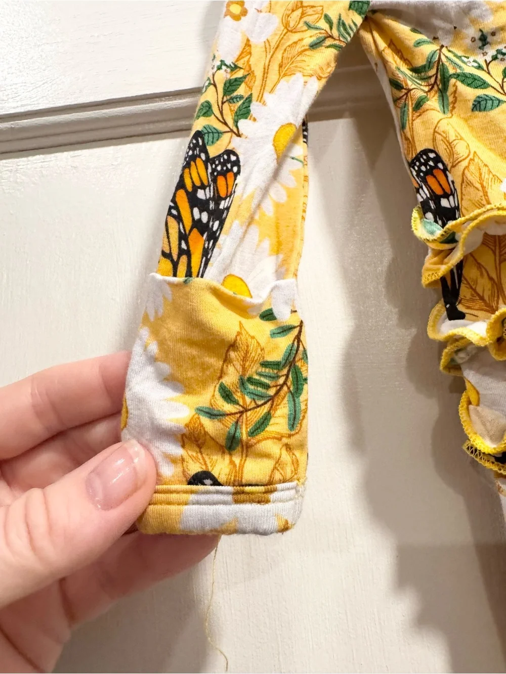 Bums & Roses Ruffle Footie Make Your Monarch 0-3M Butterfly Sunflower Floral